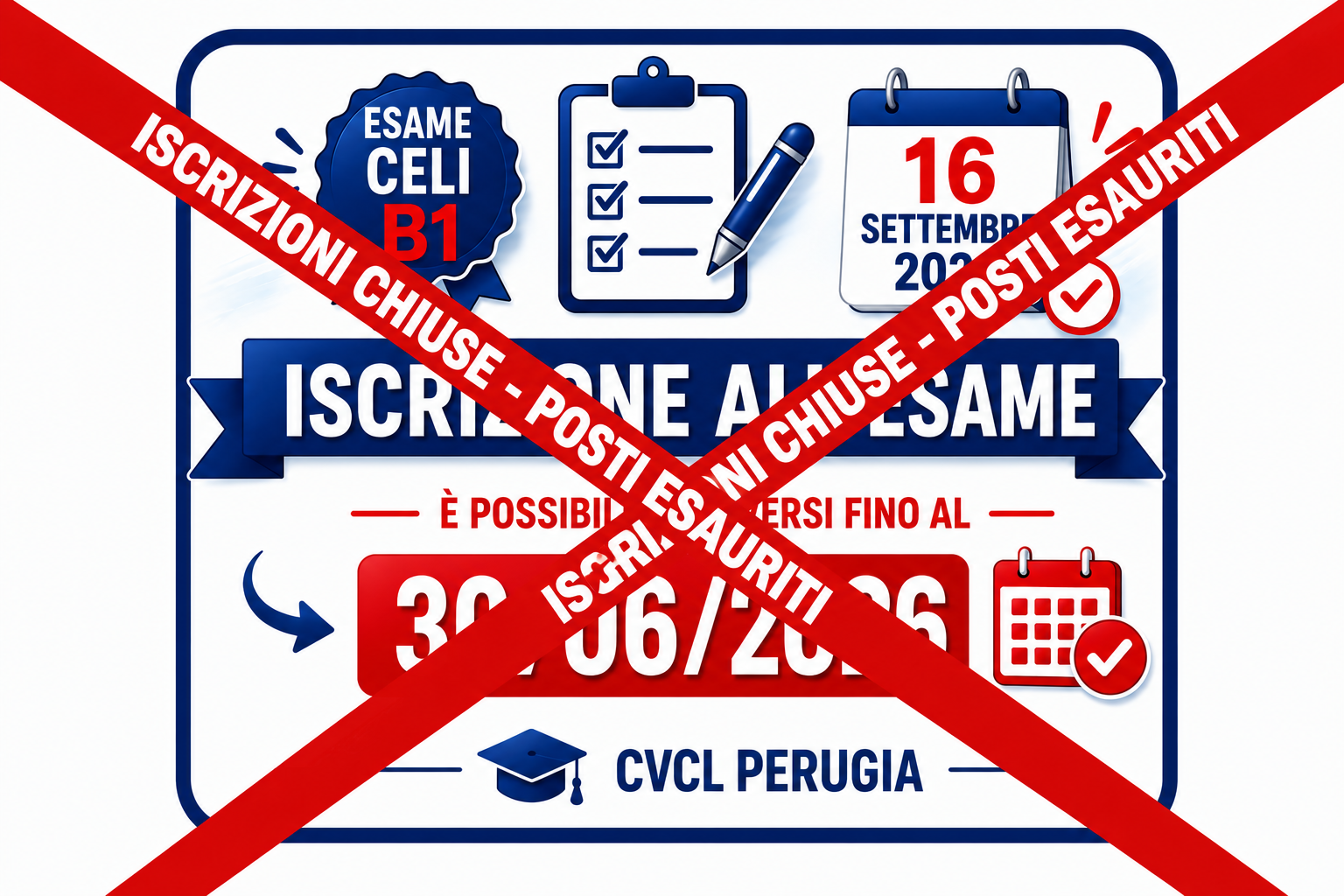 CELI IMMIGRATI B1 - PROSSIMA SESSIONE 16/09/2026_POSTI ESAURITI